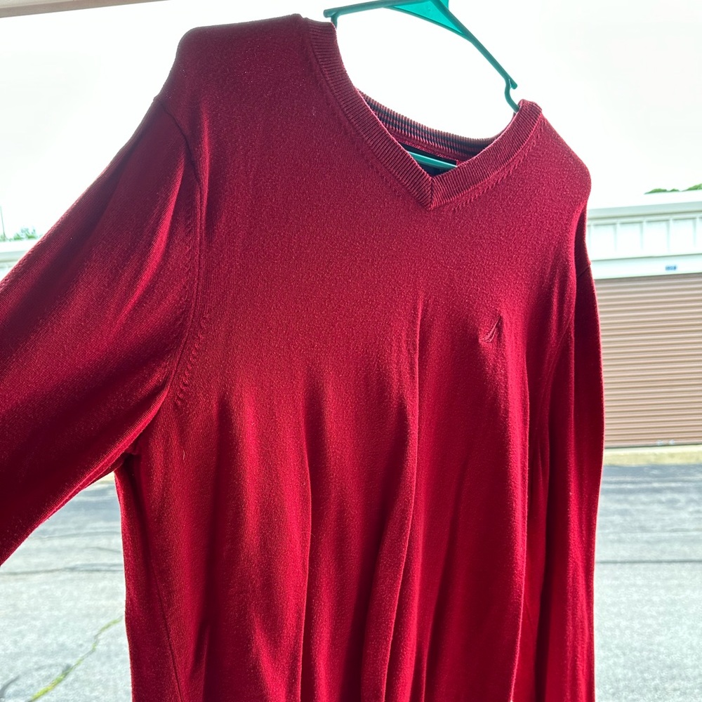 Used red Nautica long sleeve cardigan size L